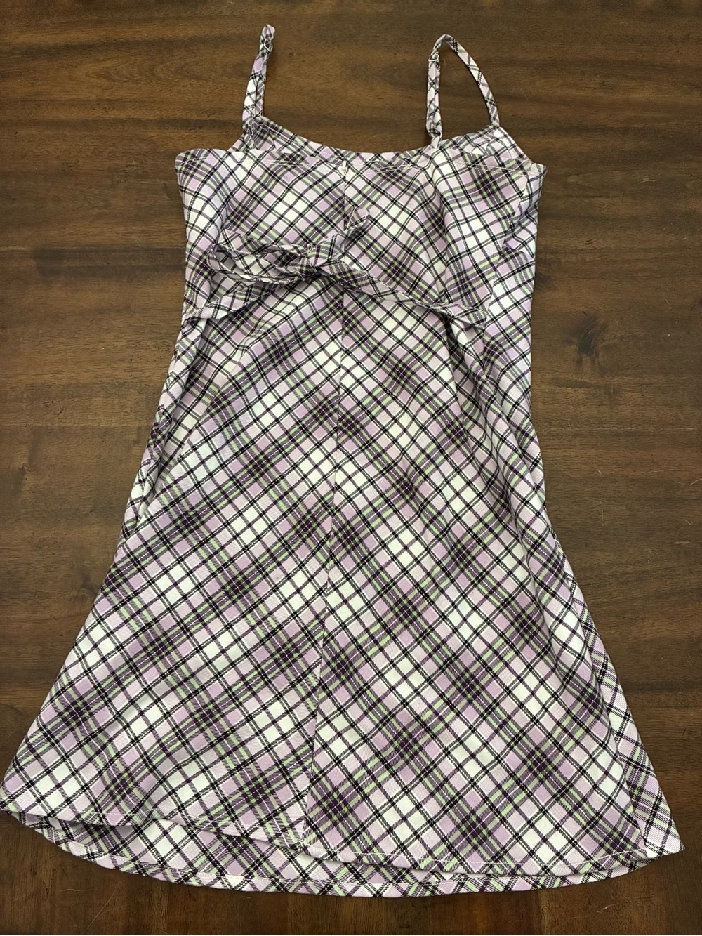 Brandy Melville John Galt Dress Plaid Purple Green One Size Mini Sleeveless - Picture 3 of 3